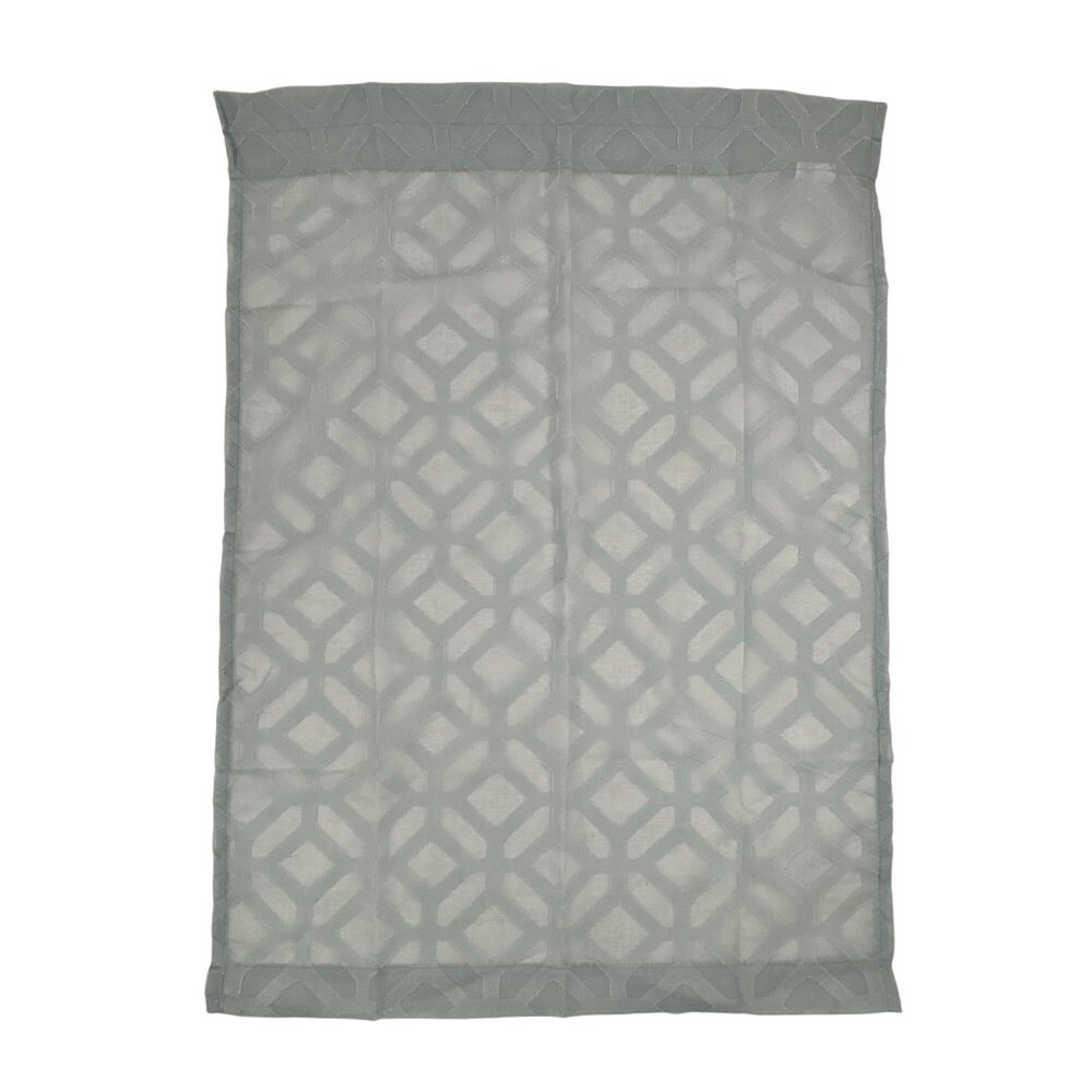 Porch & Den Orchaedia Trellis Pattern Tier Pair Light Aqua Sheer Curtains - Picture 5 of 7